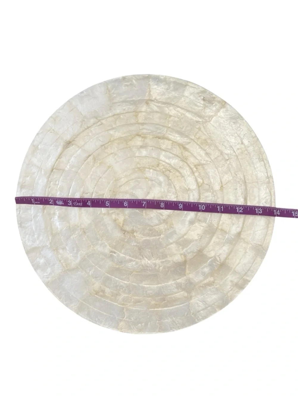 Set (2) Pearly Crate&Barrel Genuine Capiz Shell Round Placemats Chargers 14”